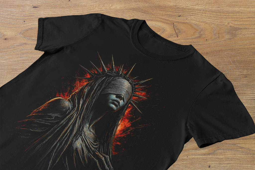 T-shirt "Blind Justice" – Dark Fantasy Goddess Art / Gothic Crown Graphic