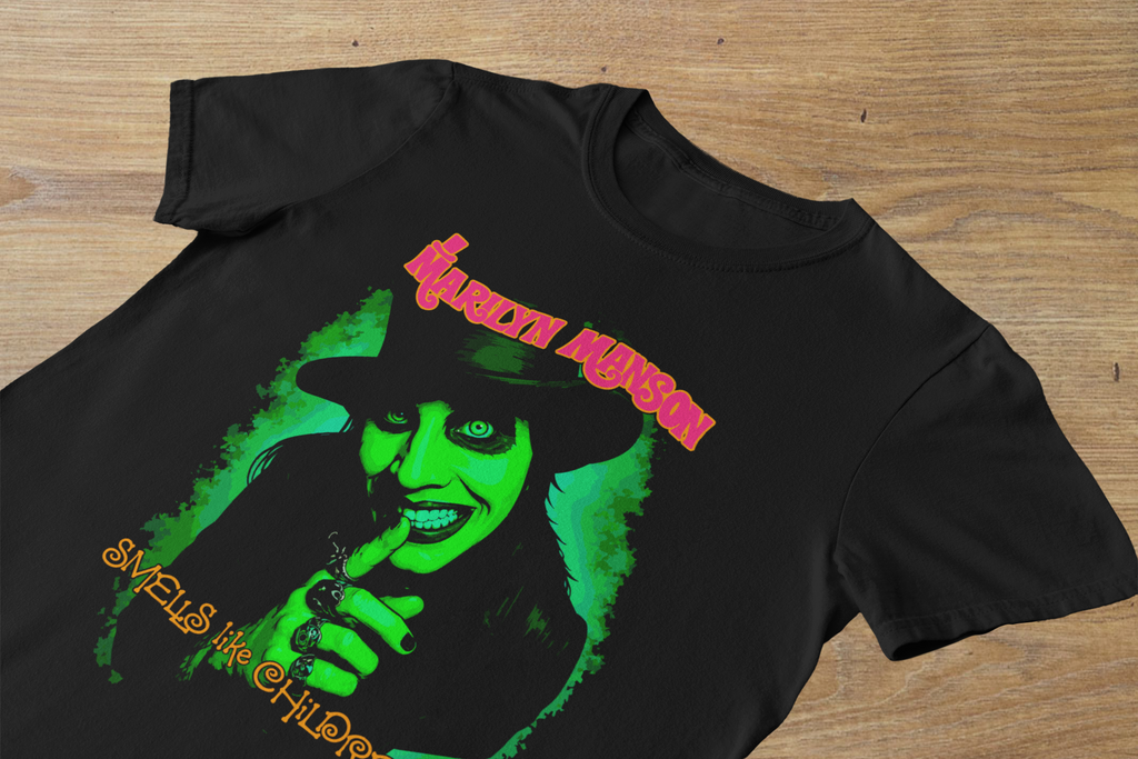 T-shirt Marilyn Manson "Smells Like Children" – Toxic Green Art / Shock Rock Graphic