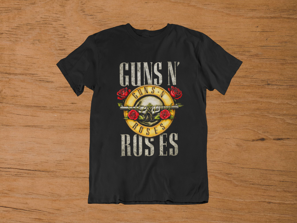 T-shirt Guns N' Roses "Appetite for Style" – Classic Bullet Logo / Roses & Pistols Art