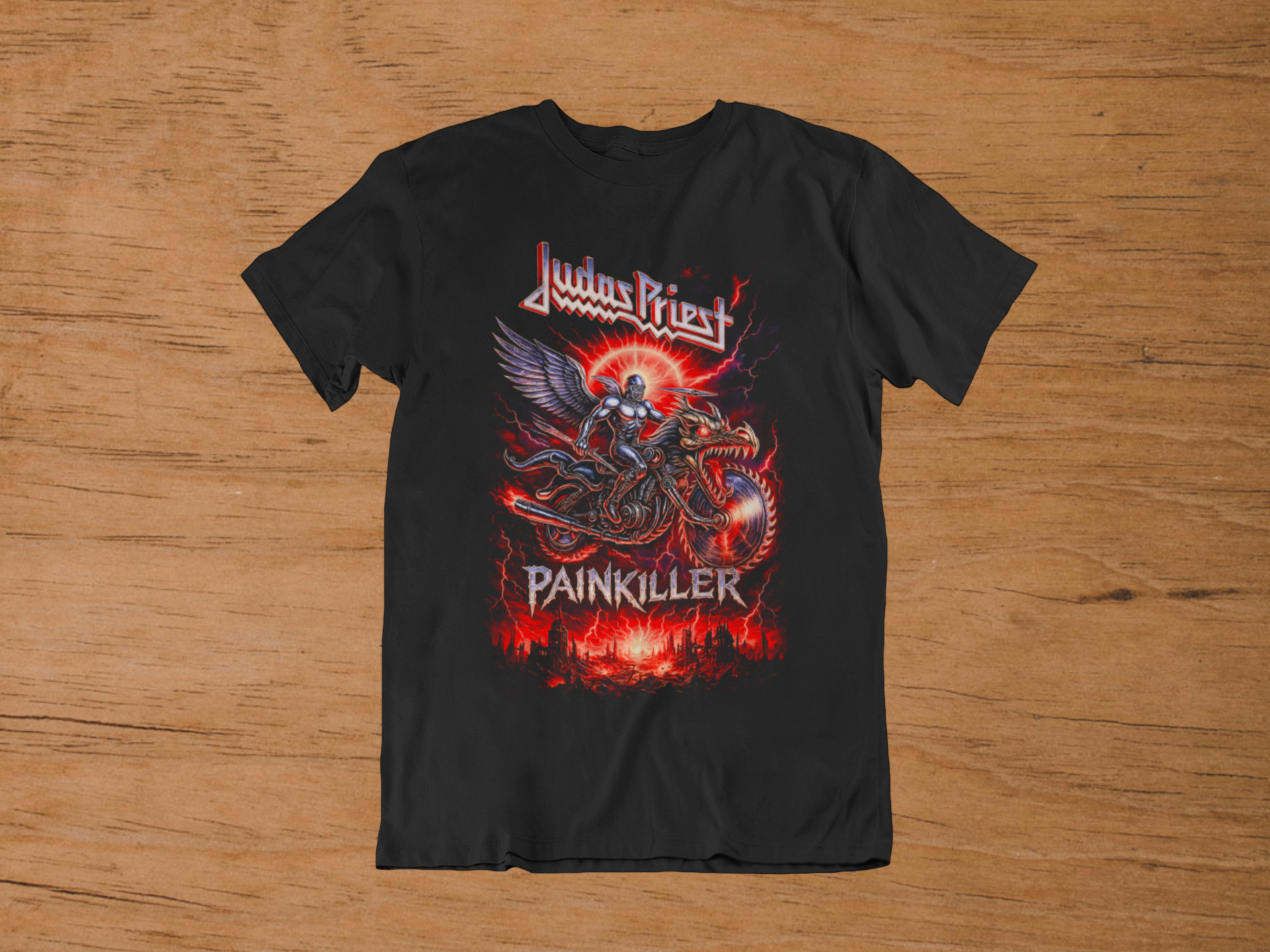 T-shirt Judas Priest "Painkiller" – Heavy Metal Messiah Art / Cyborg Rider Graphic
