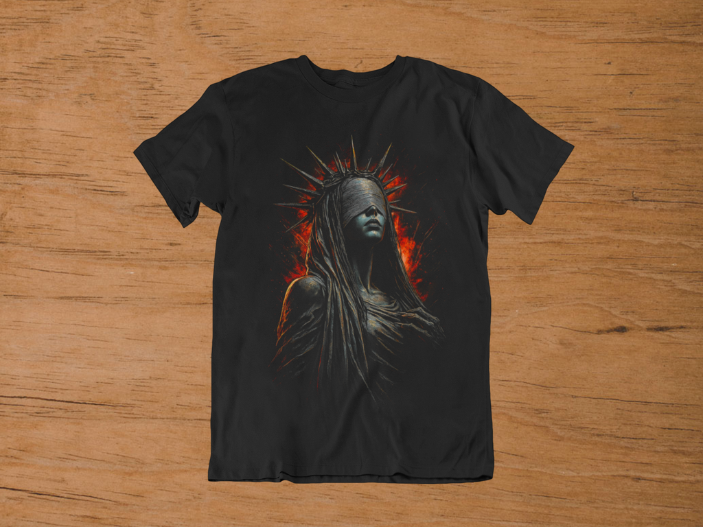 T-shirt "Blind Justice" – Dark Fantasy Goddess Art / Gothic Crown Graphic