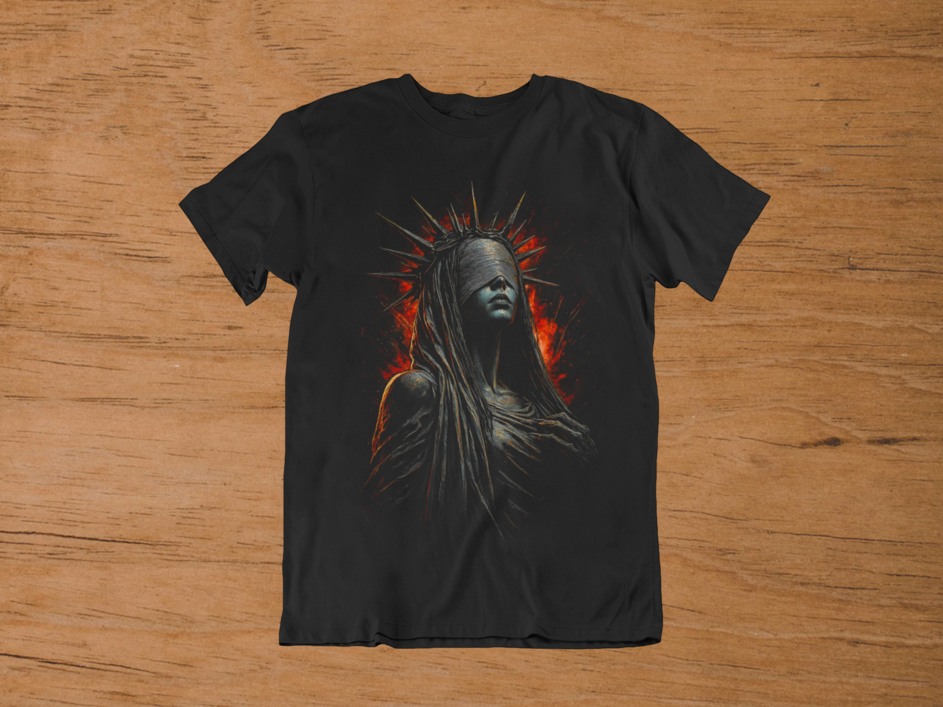T-shirt "Blind Justice" – Dark Fantasy Goddess Art / Gothic Crown Graphic