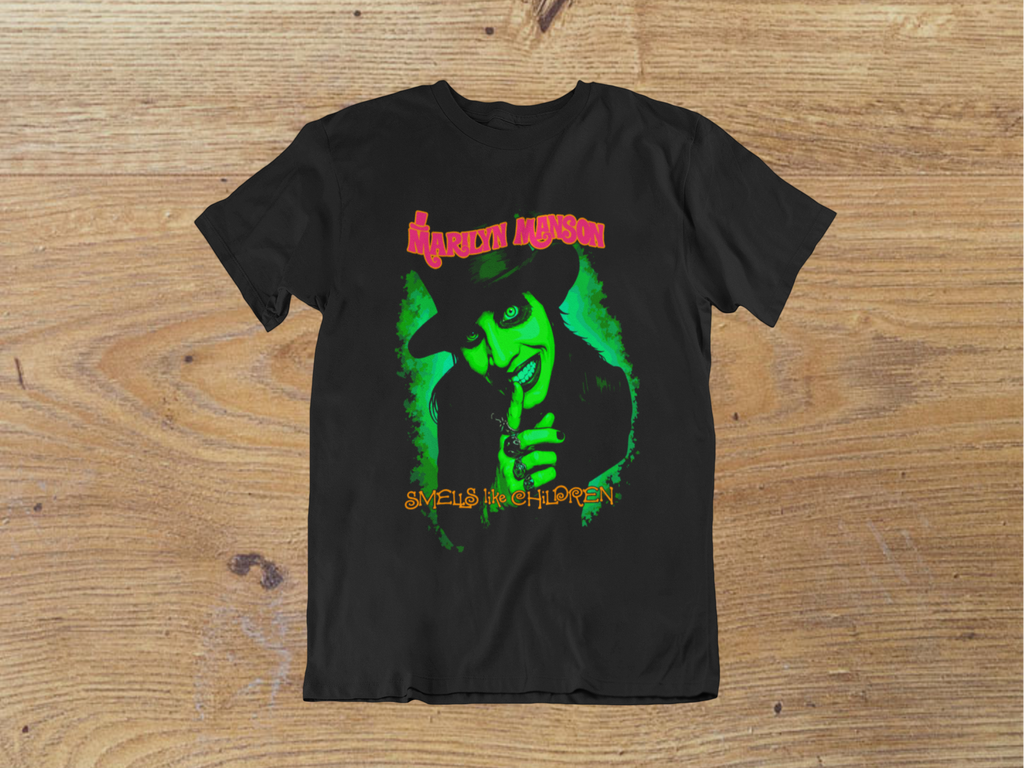 T-shirt Marilyn Manson "Smells Like Children" – Toxic Green Art / Shock Rock Graphic