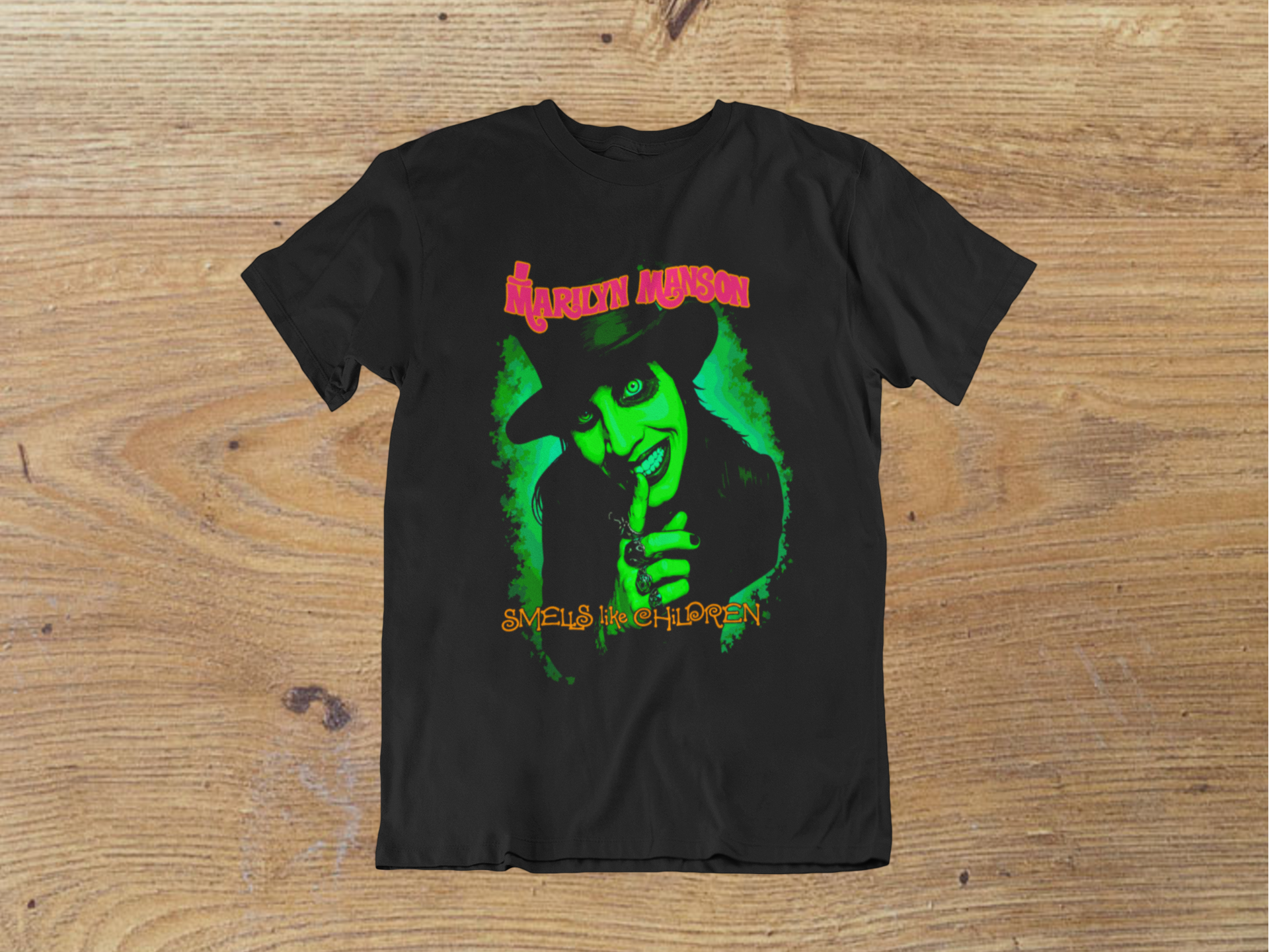 T-shirt Marilyn Manson "Smells Like Children" – Toxic Green Art / Shock Rock Graphic
