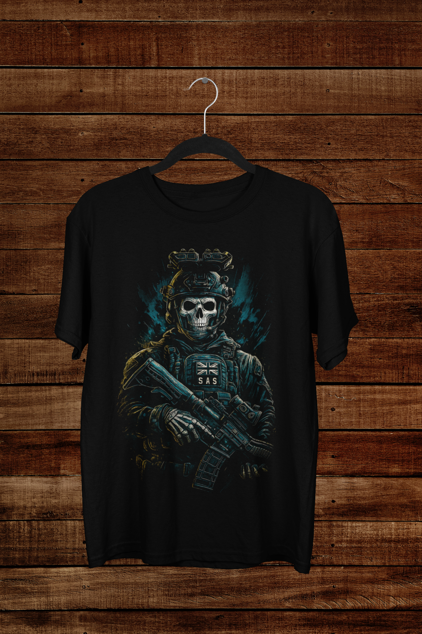 T-shirt Ghost "Task Force 141" – Call of Duty SAS Art / Skeleton Soldier Graphic
