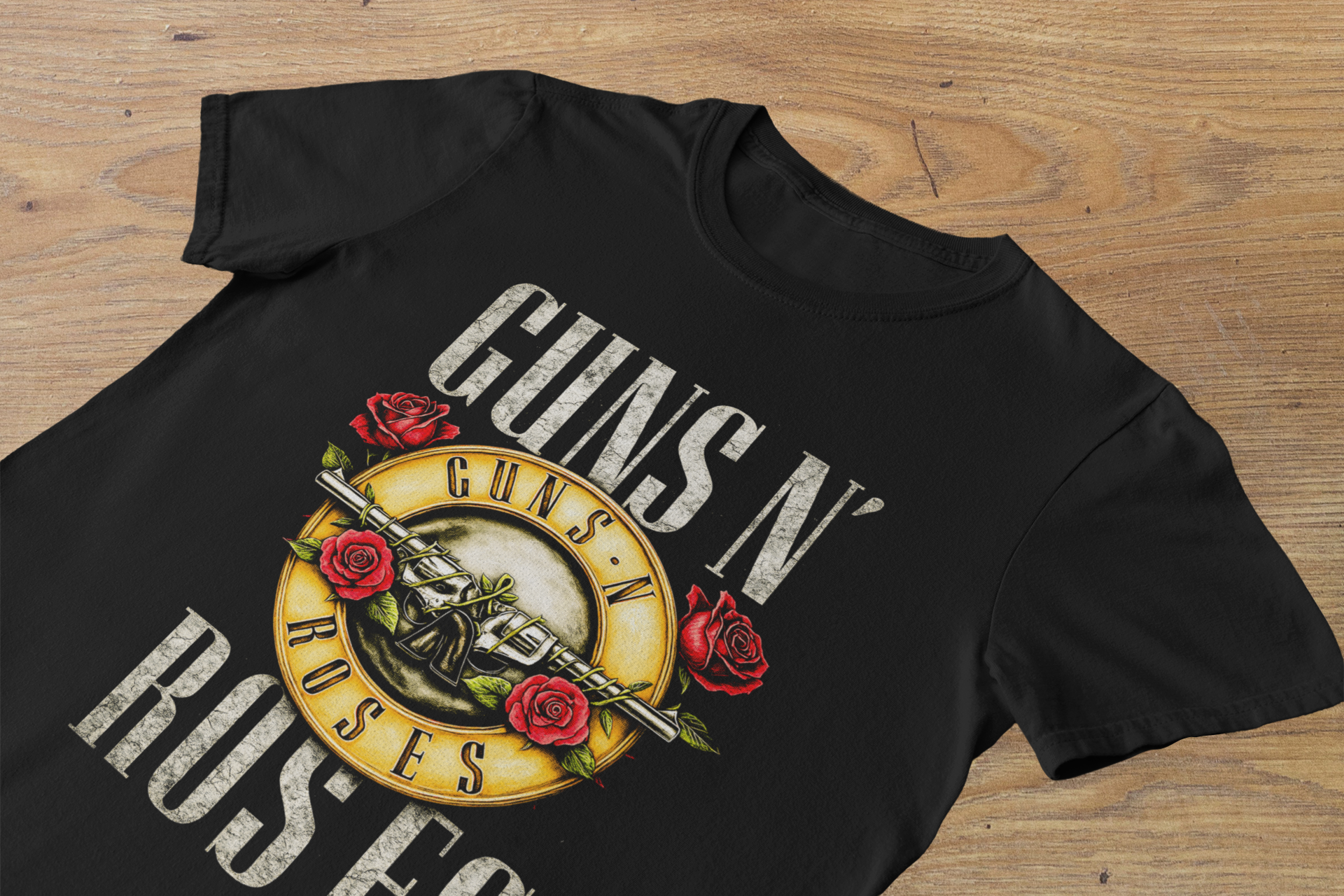 T-shirt Guns N' Roses "Appetite for Style" – Classic Bullet Logo / Roses & Pistols Art