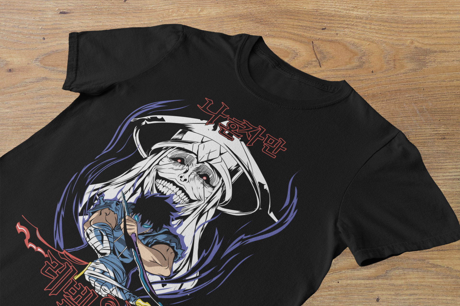 T-shirt Solo Leveling "Shadow Monarch" – Sung Jin-Woo Awakened Art / Korean Manhwa Graphic