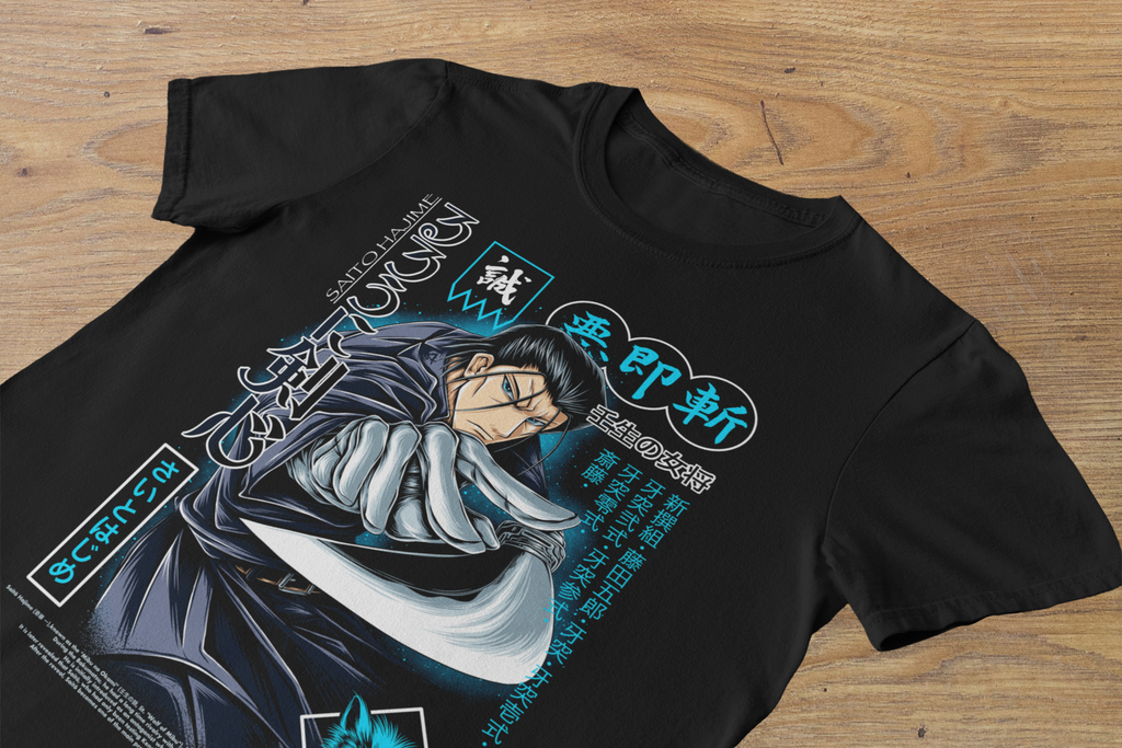 T-shirt Saito Hajime "Gatotsu" – Rurouni Kenshin Samurai Art / Shinsengumi Graphic