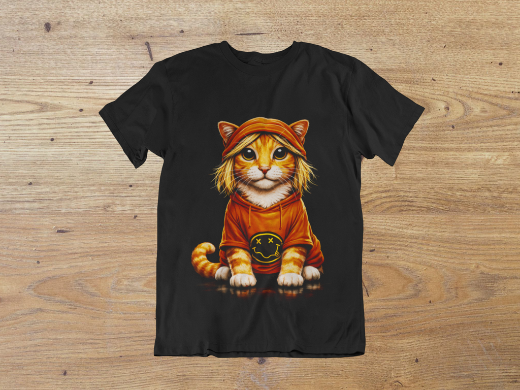 T-shirt "Smells Like Cat Spirit" – Nirvana Grunge Cat Art / Kurt Cobain Tribute Graphic