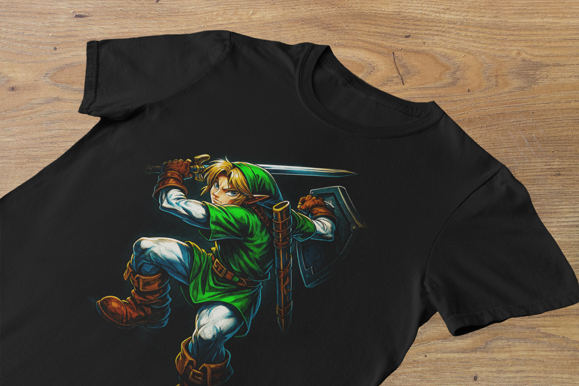 T-shirt Zelda "Hero of Time" – Link Action Art / Master Sword Graphic