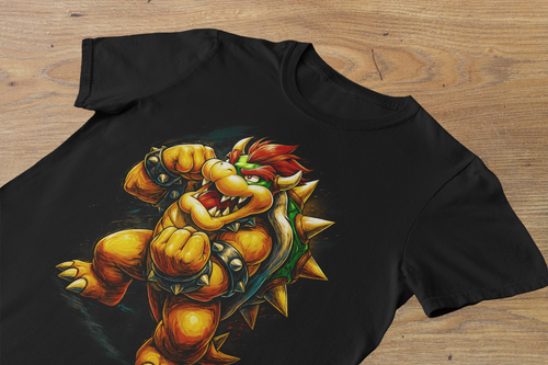 T-shirt Bowser "King of Koopas" – Super Mario Villain Art / Fire Breath Graphic