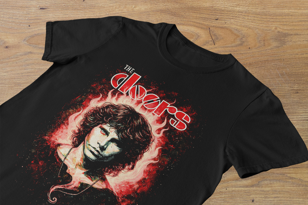 T-shirt The Doors "Lizard King" – Jim Morrison Fire Portrait / Psychedelic Rock Graphic
