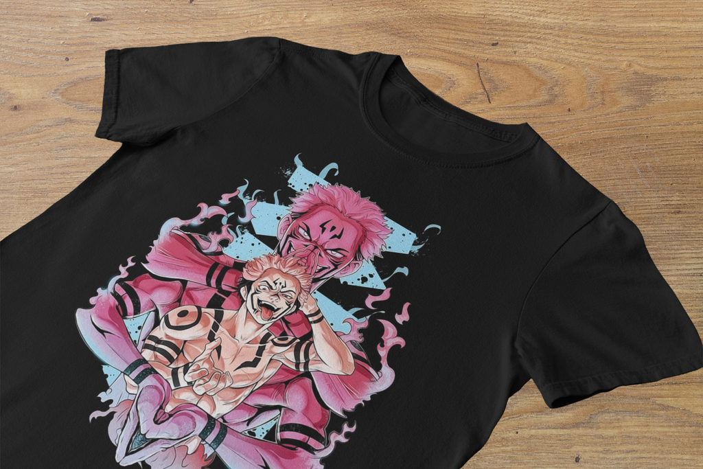 T-shirt Jujutsu Kaisen "The Vessel" – Itadori & Sukuna Dual Art / Cursed Energy Graphic