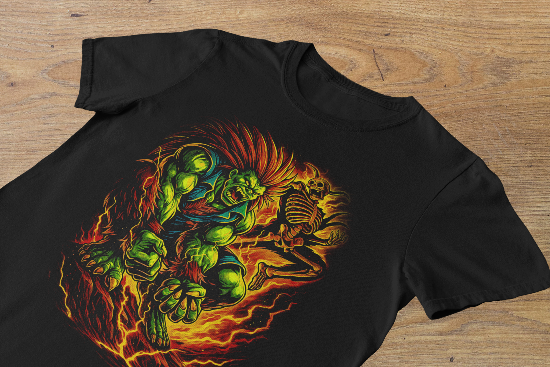 Tshirt Street Fighter Blanka "Beast Mode" – Retro Arcade Gaming Art