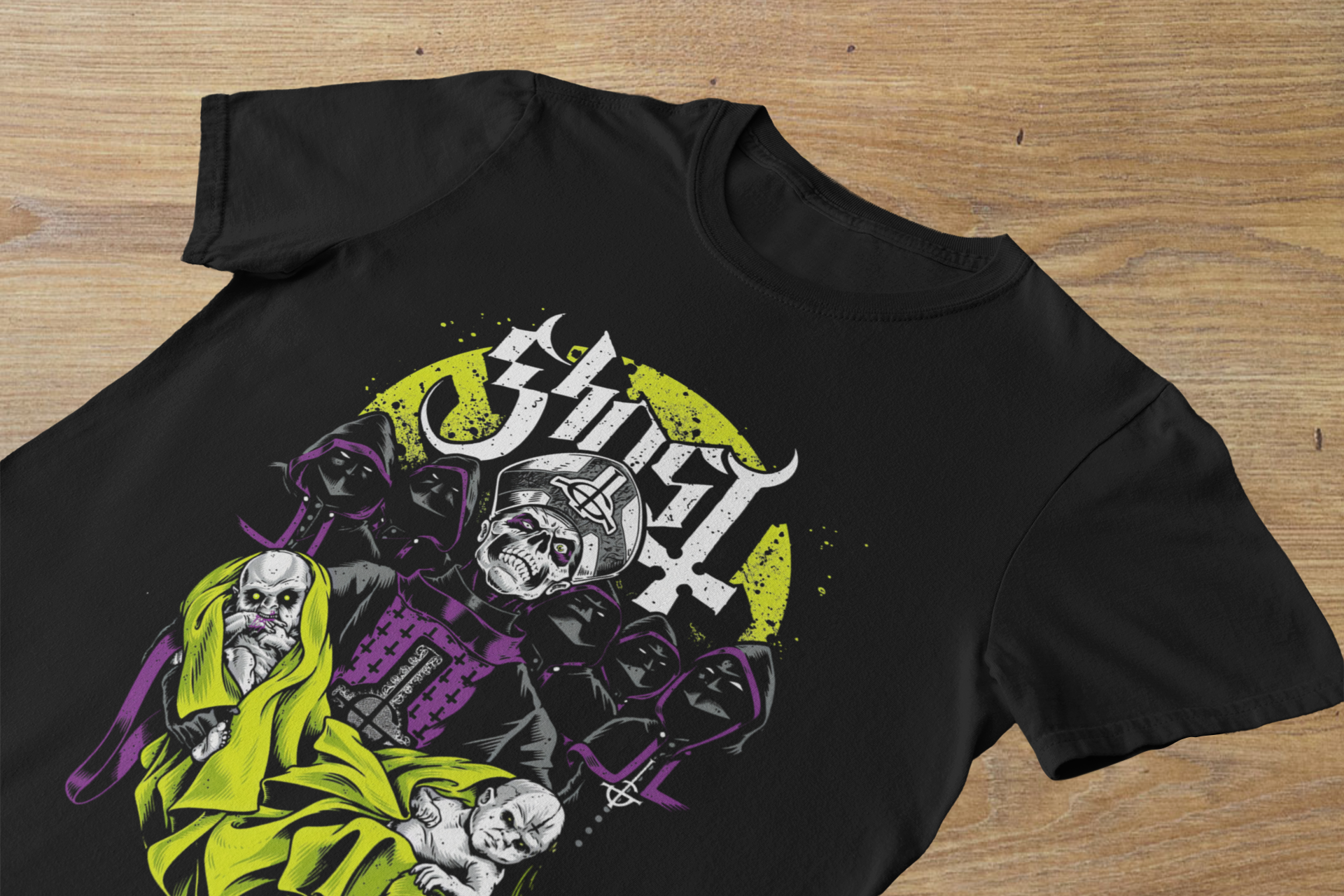 T-shirt Ghost "Infestissumam" – Papa Emeritus & Ghouls Ritual / Doom Metal Art