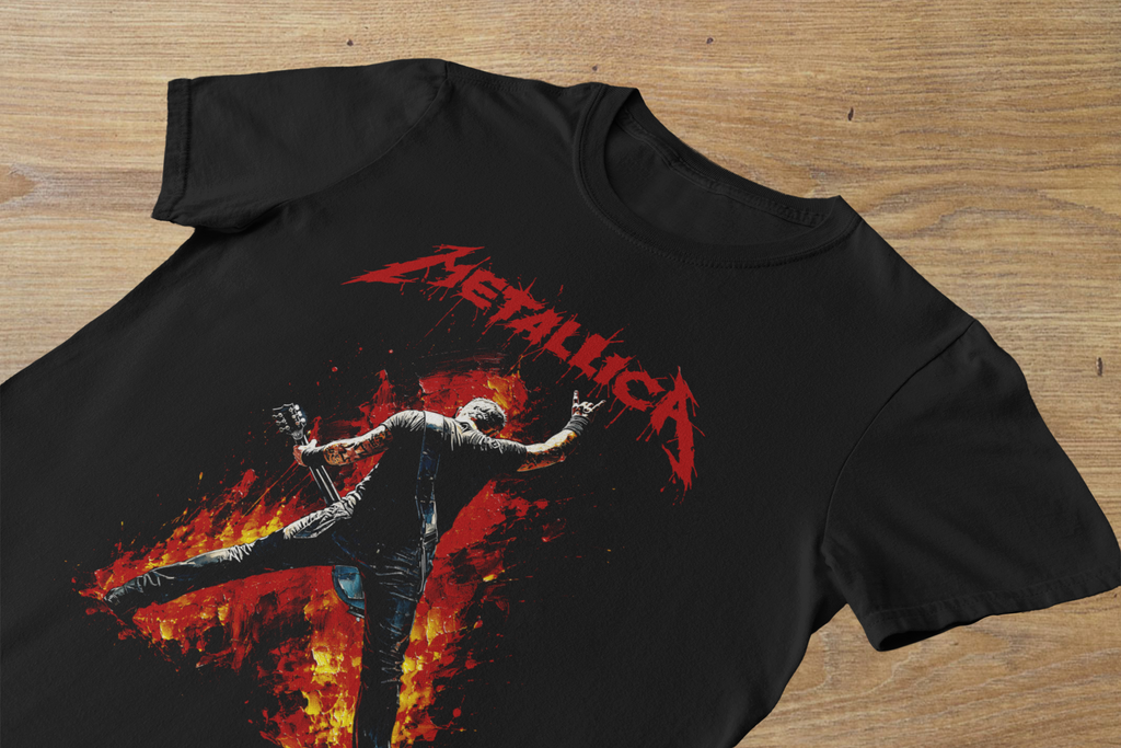 T-shirt Metallica "James Hetfield Fire" – Heavy Metal Legend Art / Thrash Metal Live Graphic