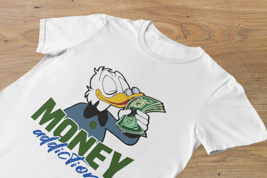 T-shirt Donald Duck "Money Addiction" – Scrooge McDuck Style Art / Streetwear Rich Duck Graphic