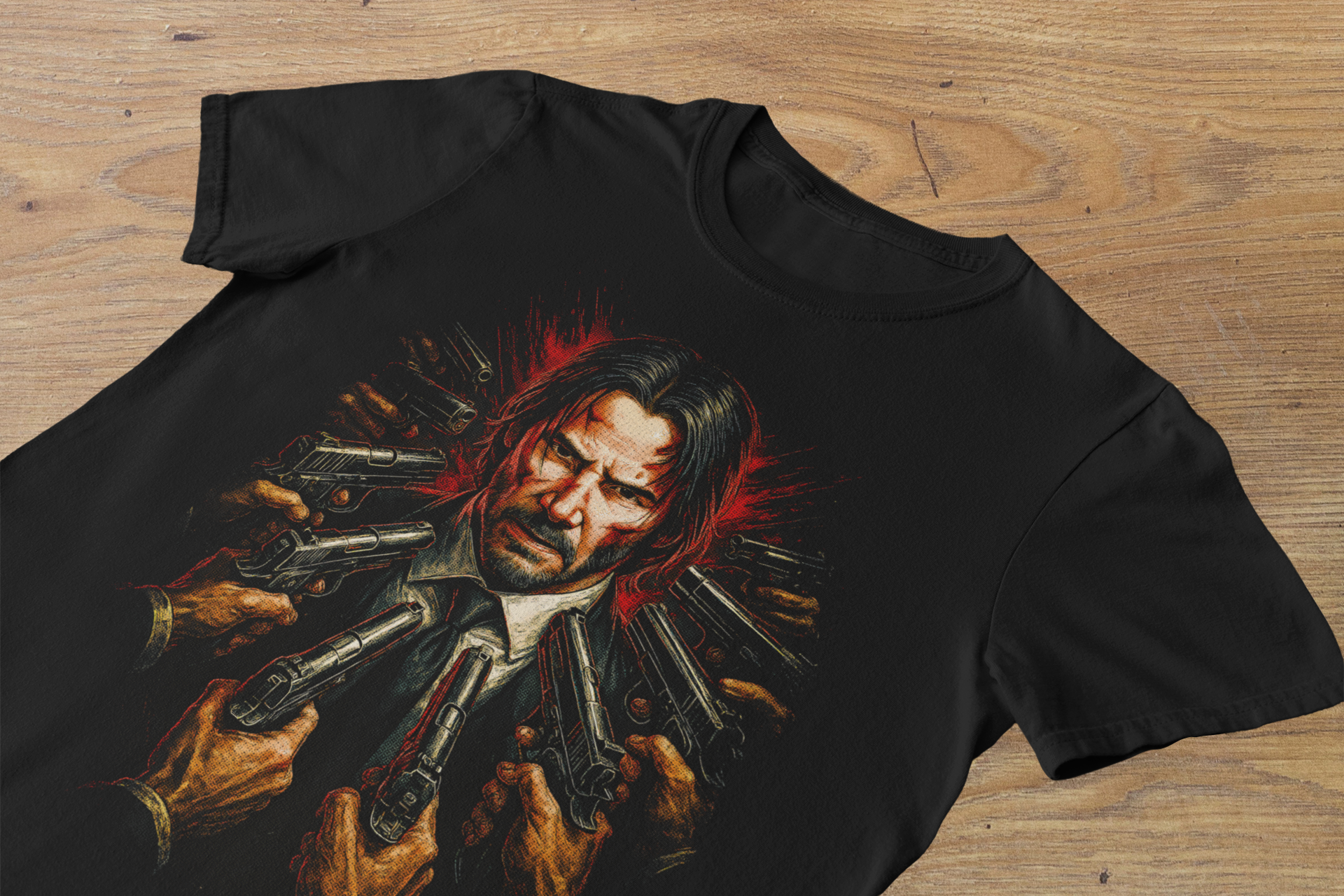 T-shirt John Wick "All Guns On Me" – Baba Yaga Action Art / Keanu Reeves Movie Graphic
