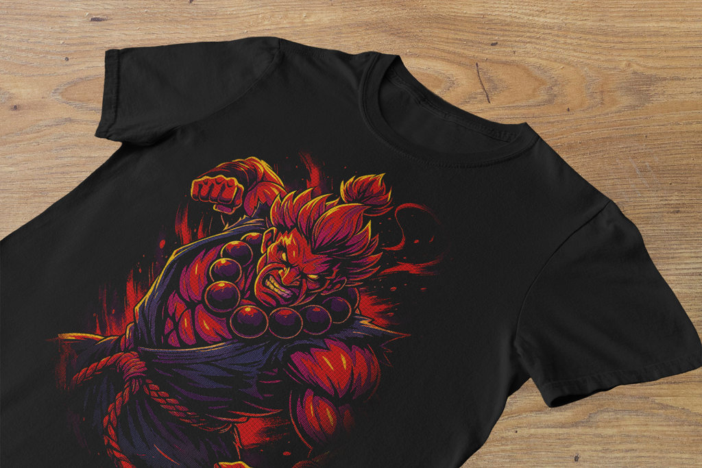 T-shirt Akuma "Satsui no Hado" – Street Fighter Demon Art / Ansatsuken Master Graphic