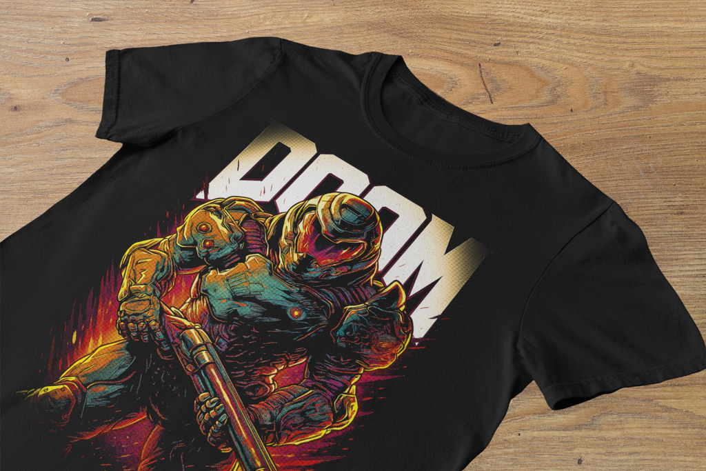 T-shirt Doom Slayer "Rip & Tear" – Eternal Combat Art / FPS Legend Graphic