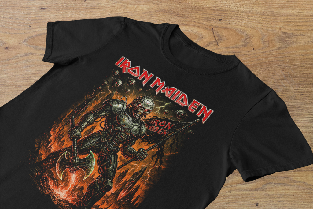 T-shirt Iron Maiden "Cyborg Eddie" – Somewhere in Time Era / Cyberpunk Metal Graphic