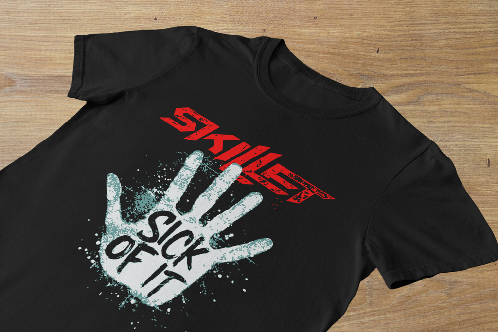T-shirt Skillet "Sick of It" – Rise Era Action Graphic / Modern Rock Band Tee