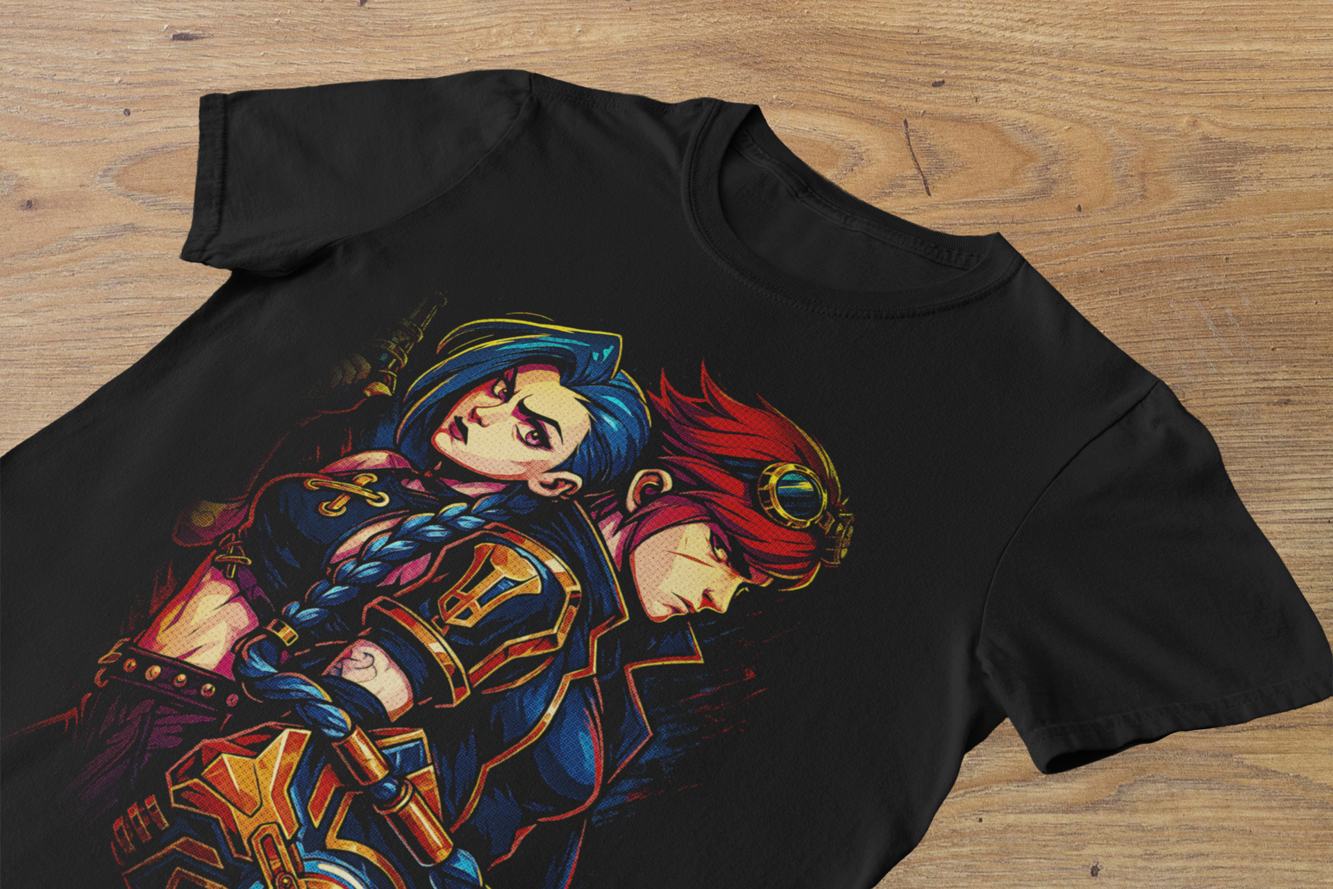 T-shirt Arcane "Sisterhood Chaos" – Jinx & Vi Punk Art / League of Legends Graphic