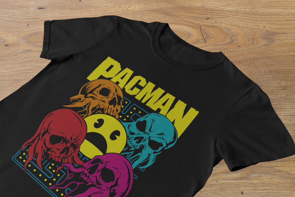 T-shirt Pac-Man "Ghost Horde" – Retro Arcade Horror Art / Skeletal Spirits Graphic