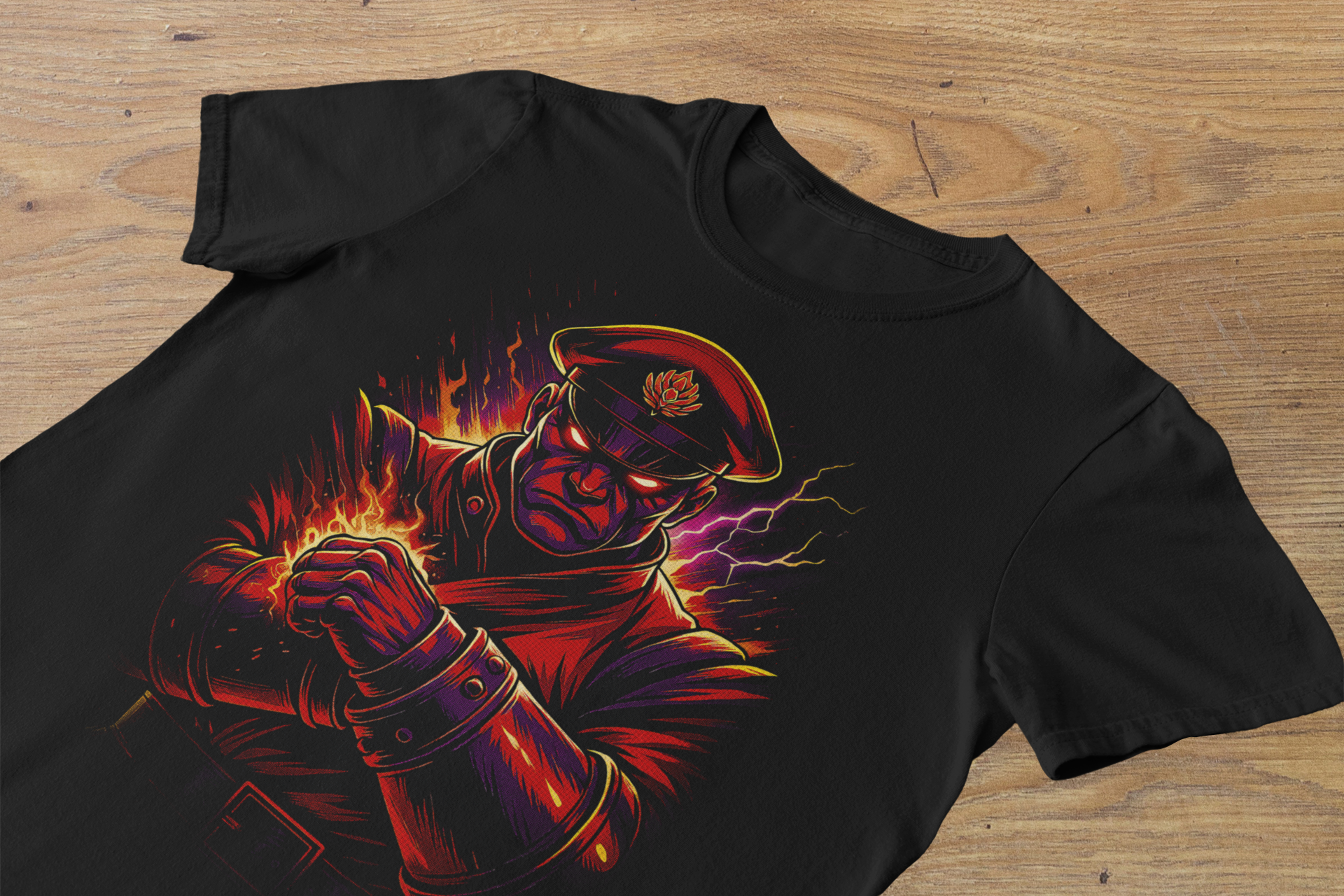T-shirt M. Bison "Psycho Power" – Street Fighter Villain Art / Shadaloo Dictator Graphic