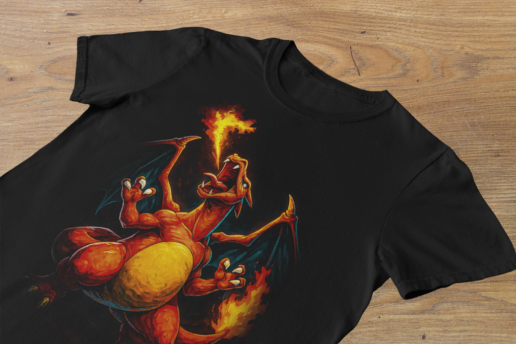 T-shirt Charizard "Flamethrower" – Pokémon Fire Type Art / Dragon Breath Graphic