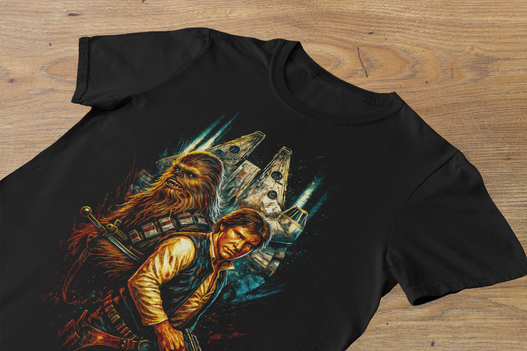 T-shirt Star Wars "Smuggler Legends" – Han Solo & Chewie Art / Millennium Falcon Graphic