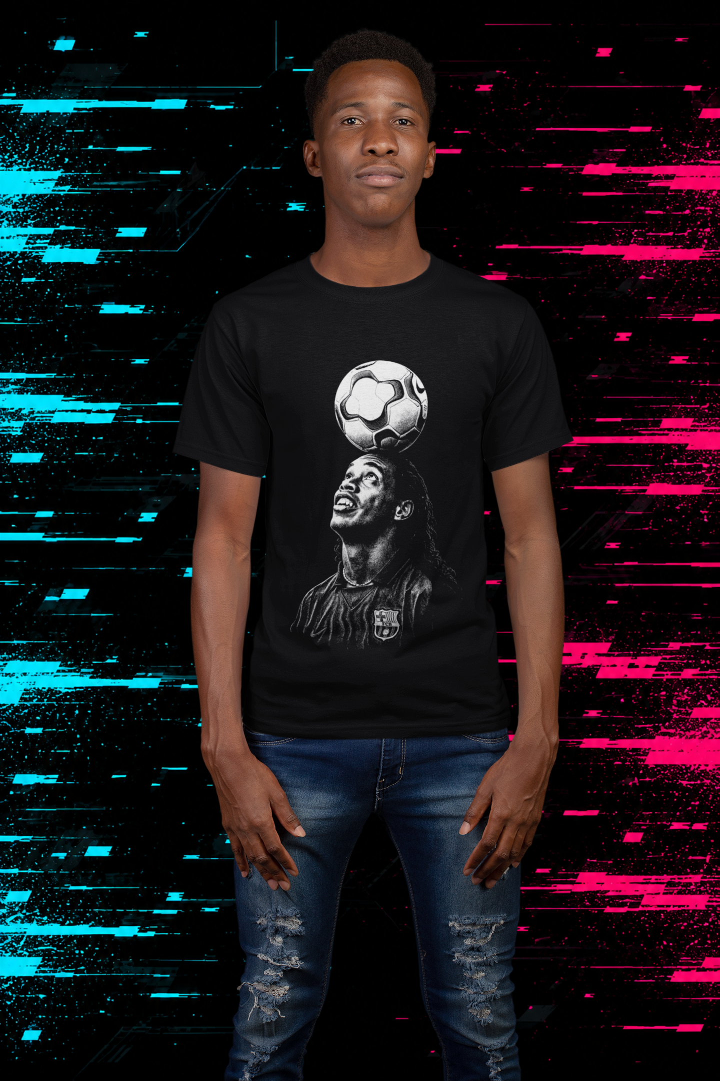T-shirt Ronaldinho Gaúcho "Magic Touch" – Barcelona Legend Art / Joga Bonito Retro